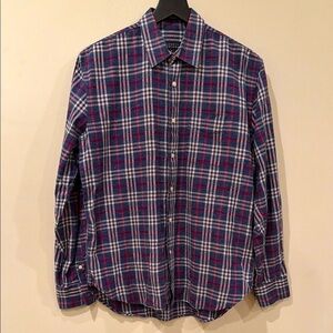 Barneys New York Navy and Red Checkered Shirt